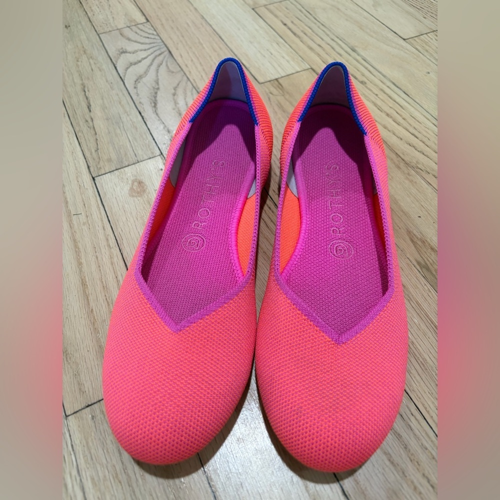 Rothy's Pink and Blue Classic Flats Sz 8 - Picture 2 of 5